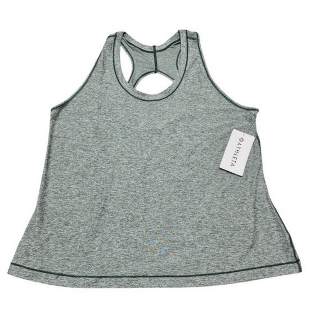 Athleta Nitro Tank Women 2X Green Heather Workout Racerback Keyhole Yoga Gym